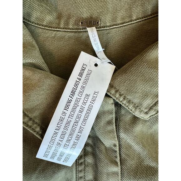 NWT Young Fabulous & Broke YFB Olive Green Henry Jumpsuit Sz. Small - Picture 7 of 7